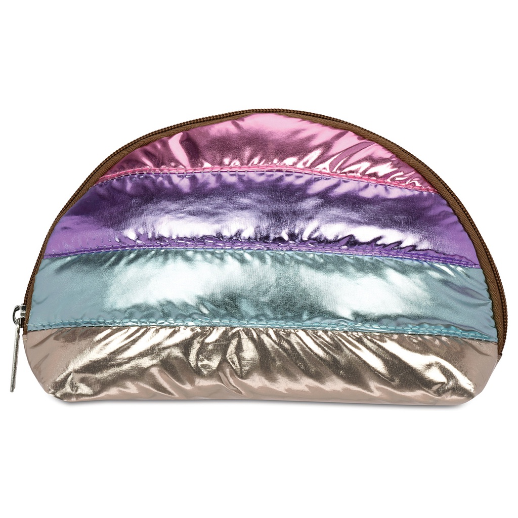 [810-1779] Icy Color Block Puffer Oval Cosmetic Bag