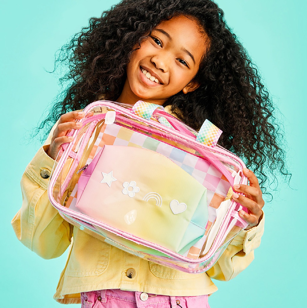Ombre Checkerboard Cosmetic Bag Trio