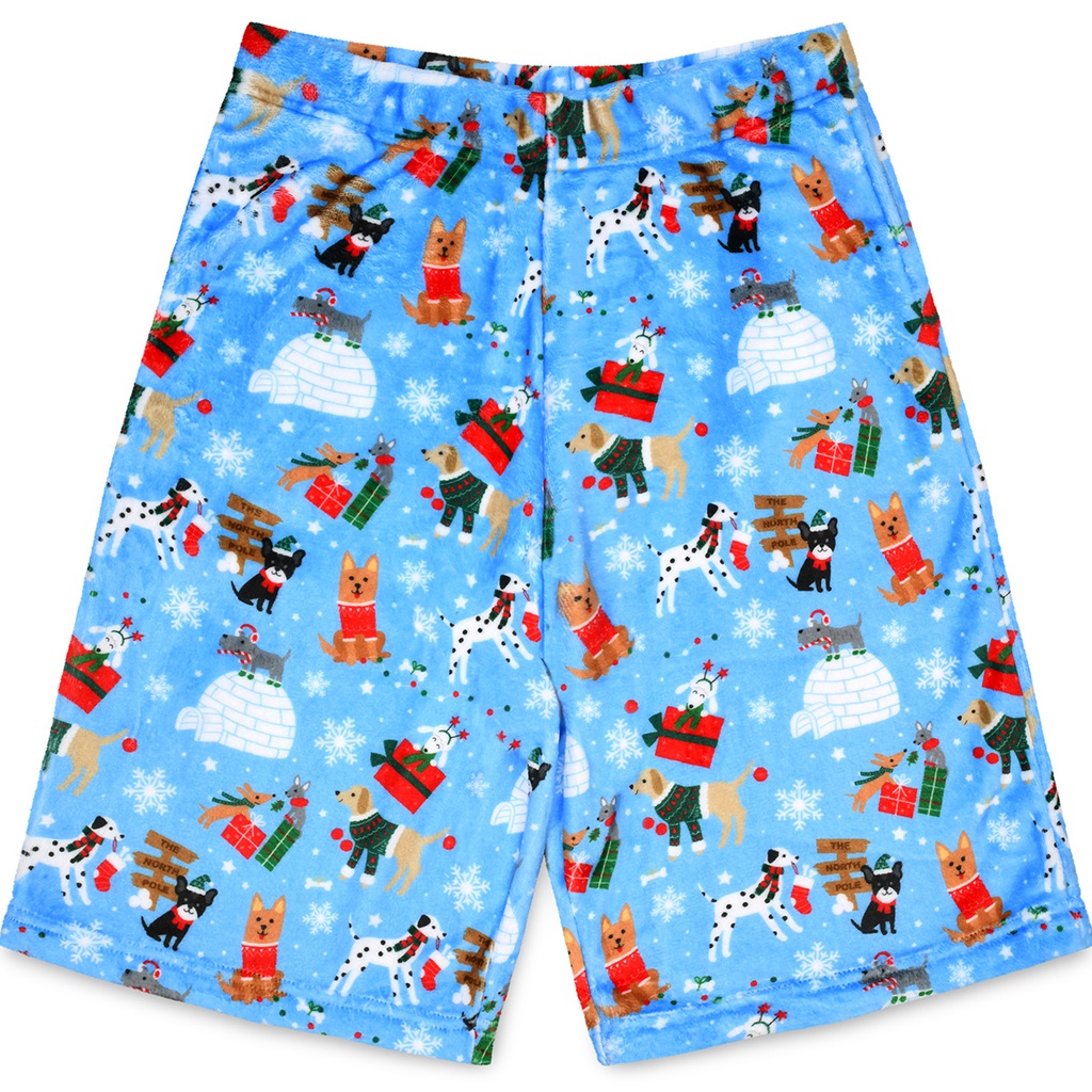 [820-1926XS] Holiday Hounds Plush Board Shorts (X-Small (4-6))