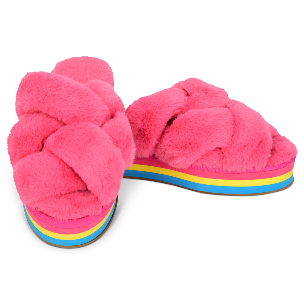 [735-080M] Furry Platform Slippers (Medium (4-6))