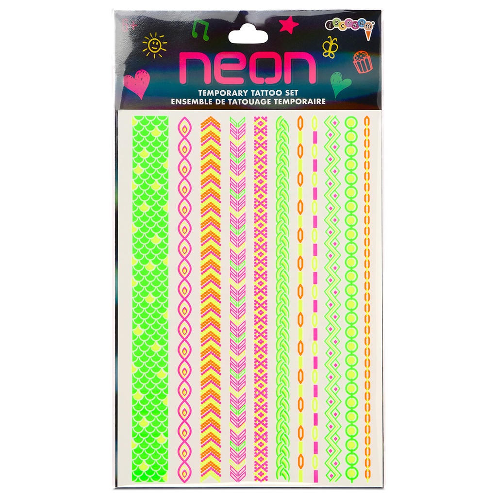 Neon Friendship Tattoo Bracelet Set