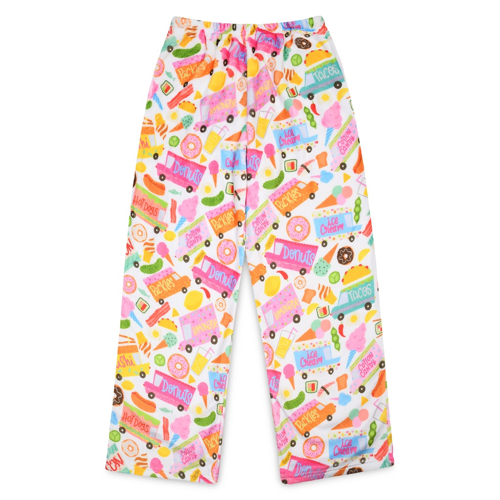 [820-2009M] Food Truck Fun Plush Pants (Youth Medium (10-12))