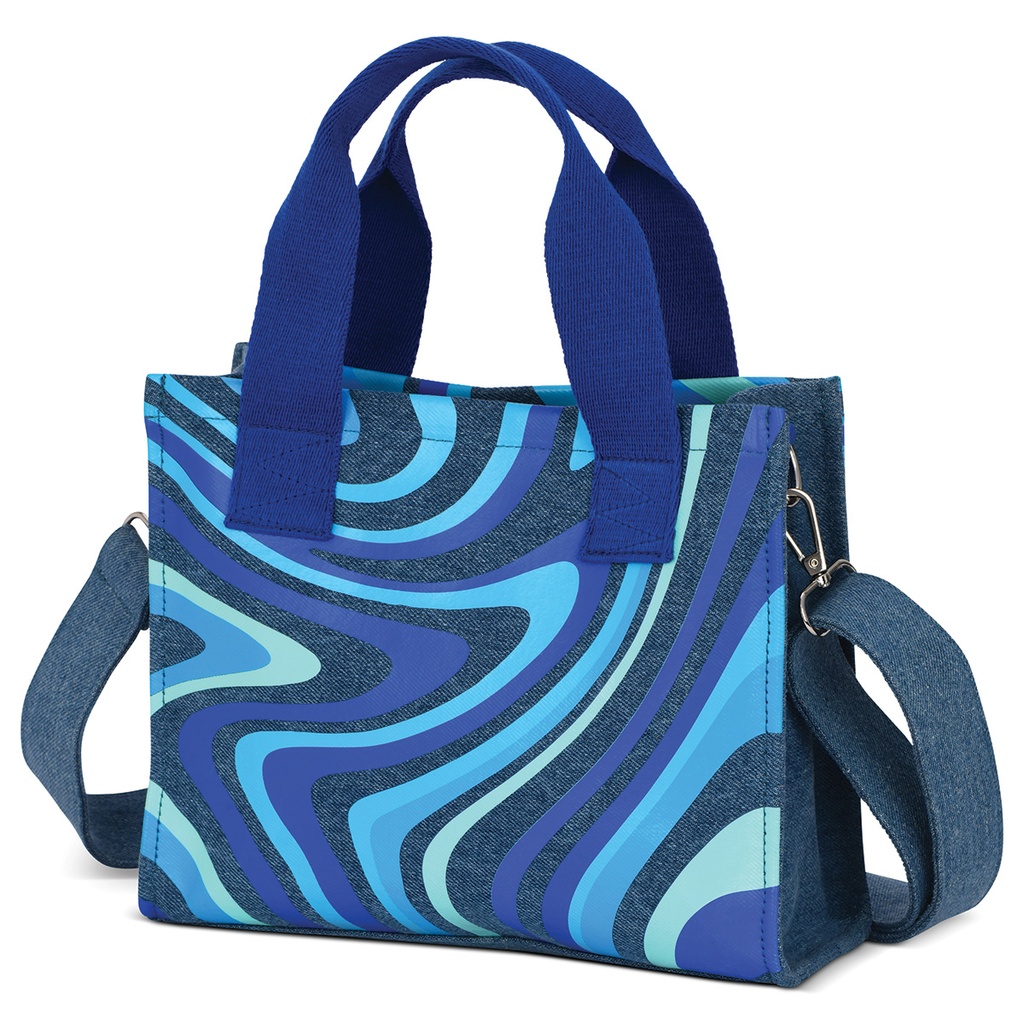 [810-2031] Blue Swirl Denim Crossbody Bag