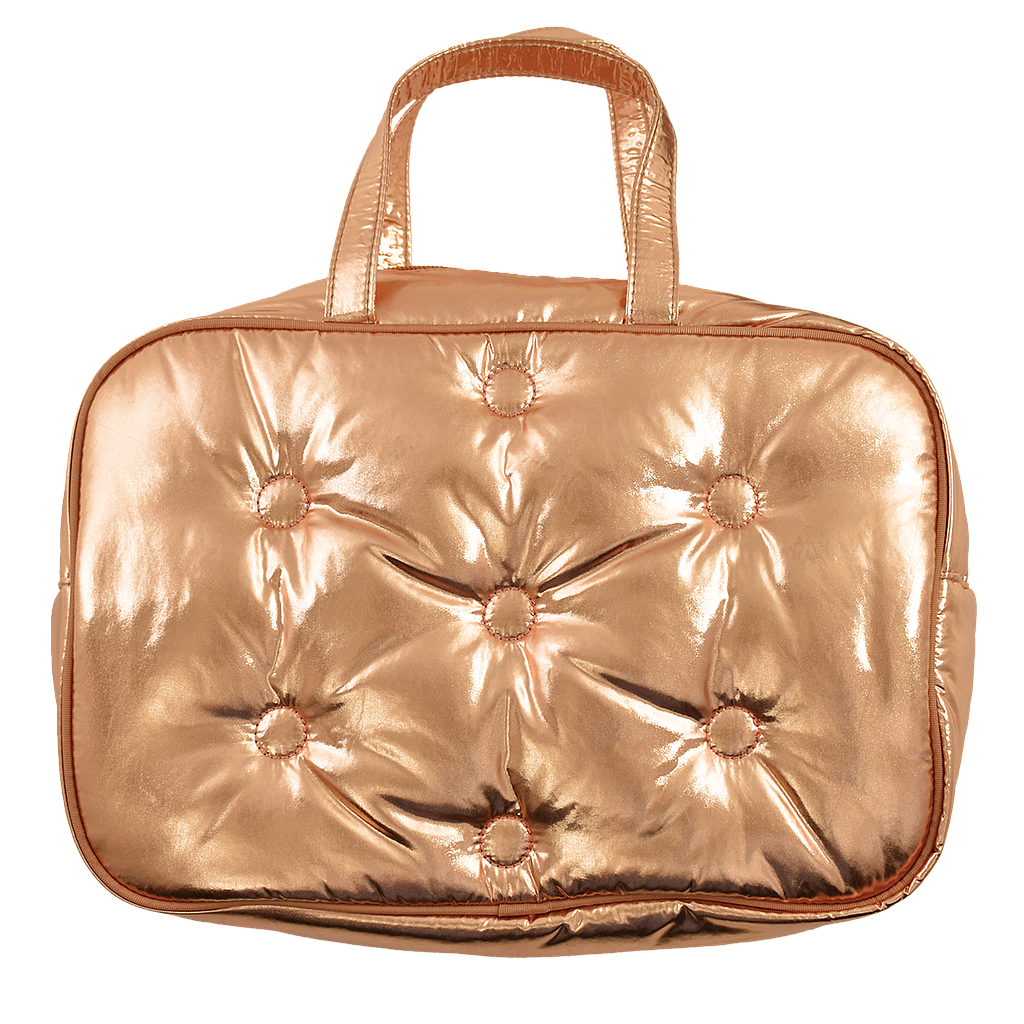 Copper Tufted Metallic Large Cosmetic Bag