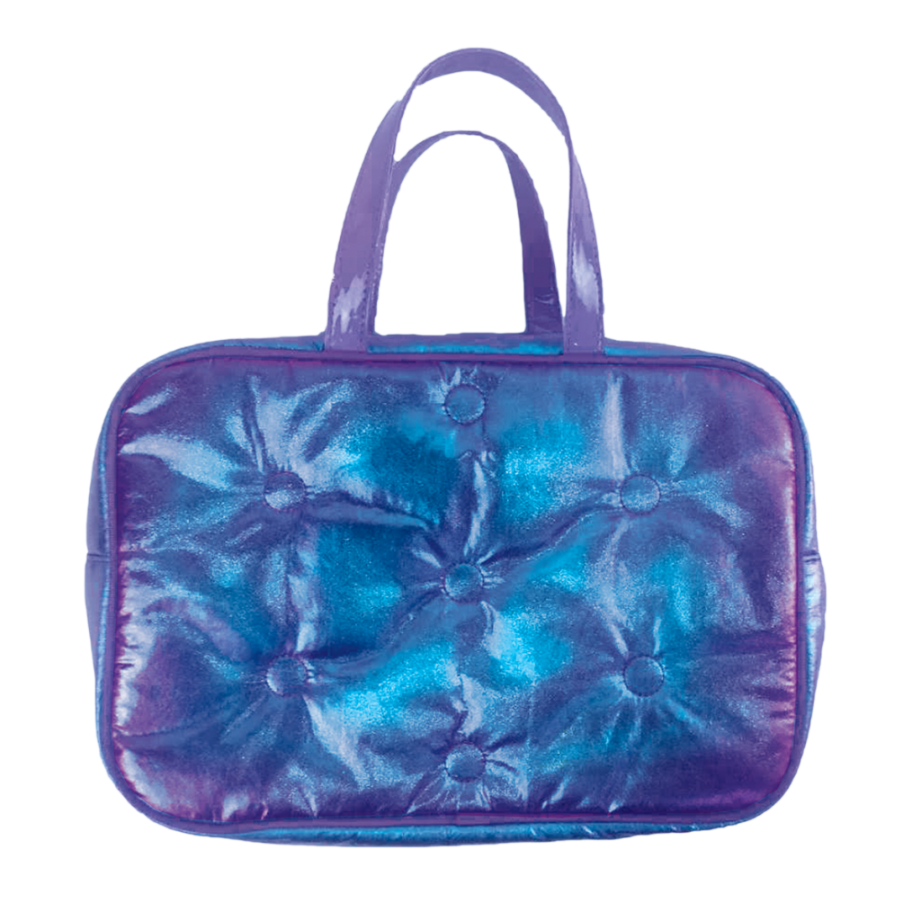 Shimmering Tufted Metallic Large Cosmetic Bag