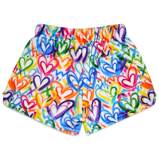 [820-2016AS] Corey Paige Hearts Plush Shorts (Adult Small (4-6))