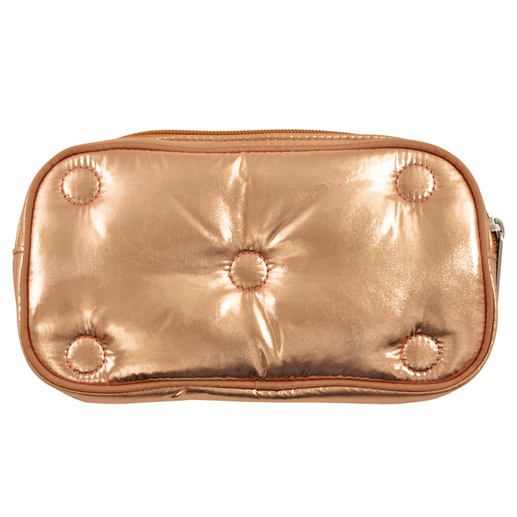 Copper Tufted Metallic Small Cosmetic Bag