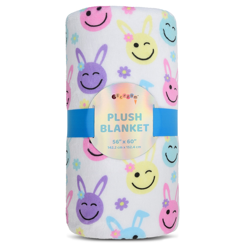 Happy Face Bunnies Plush Blanket