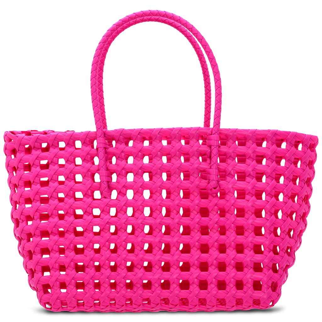 Small Pink Woven Tote - Thumbnail 3