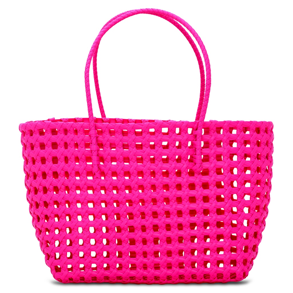 Large Pink Woven Tote Bag