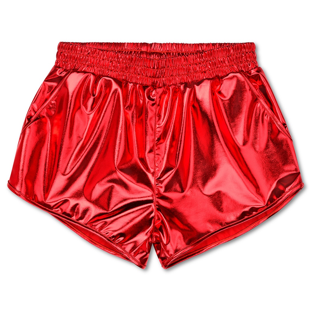 [820-3074AS] Red Metallic Shorts (Adult Small (4-6))