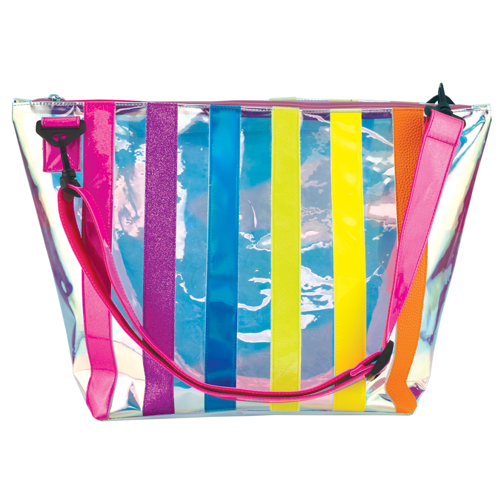 Iridescent Striped Overnight Bag