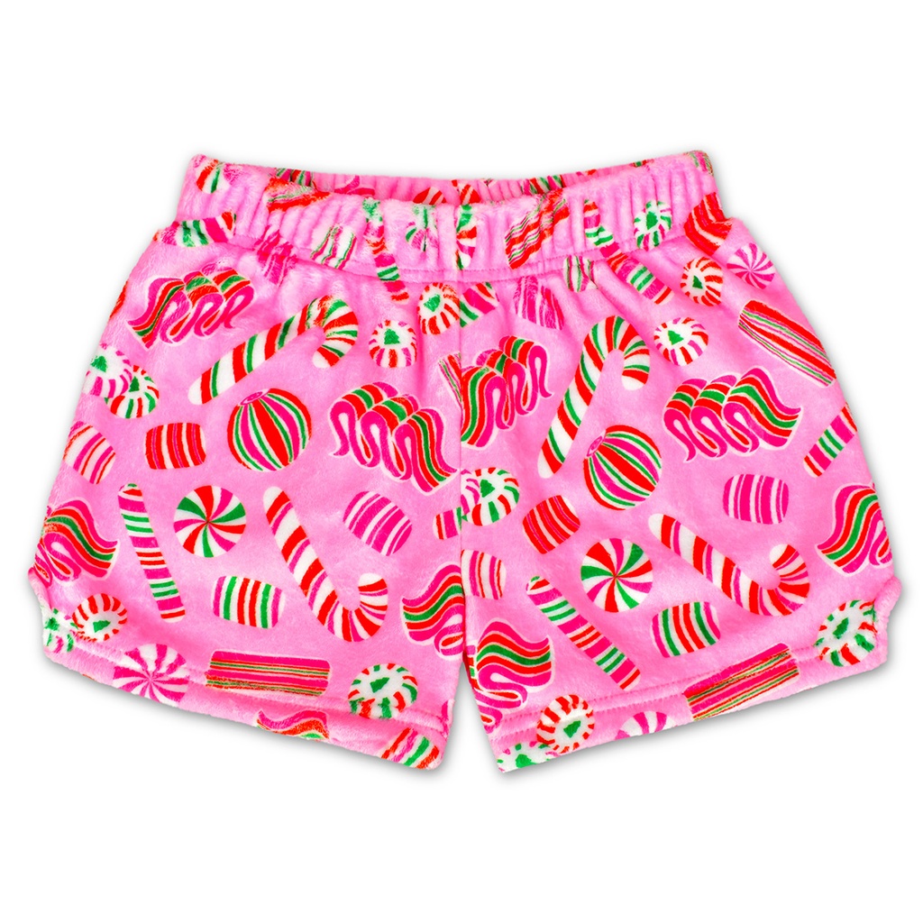 [820-3200AM] Pretty Peppermint Plush Shorts (Adult Medium (8-10))