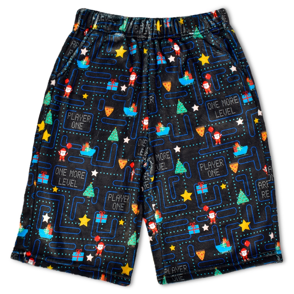 [820-3208XS] Game On Santa! Plush Board Shorts (X-Small (4-6))