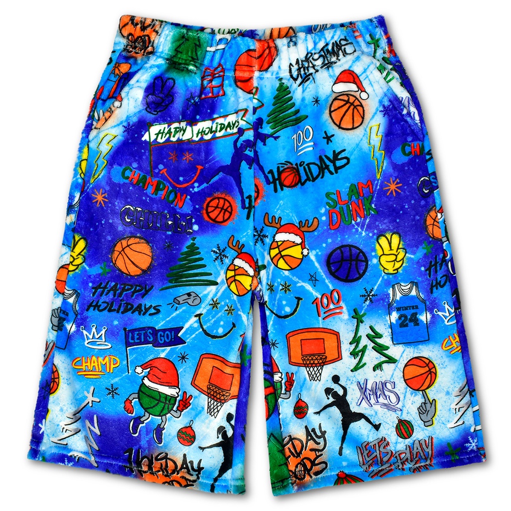 [820-3317L] Corey Paige Holiday Hoops Plush Board Shorts (Large (14))