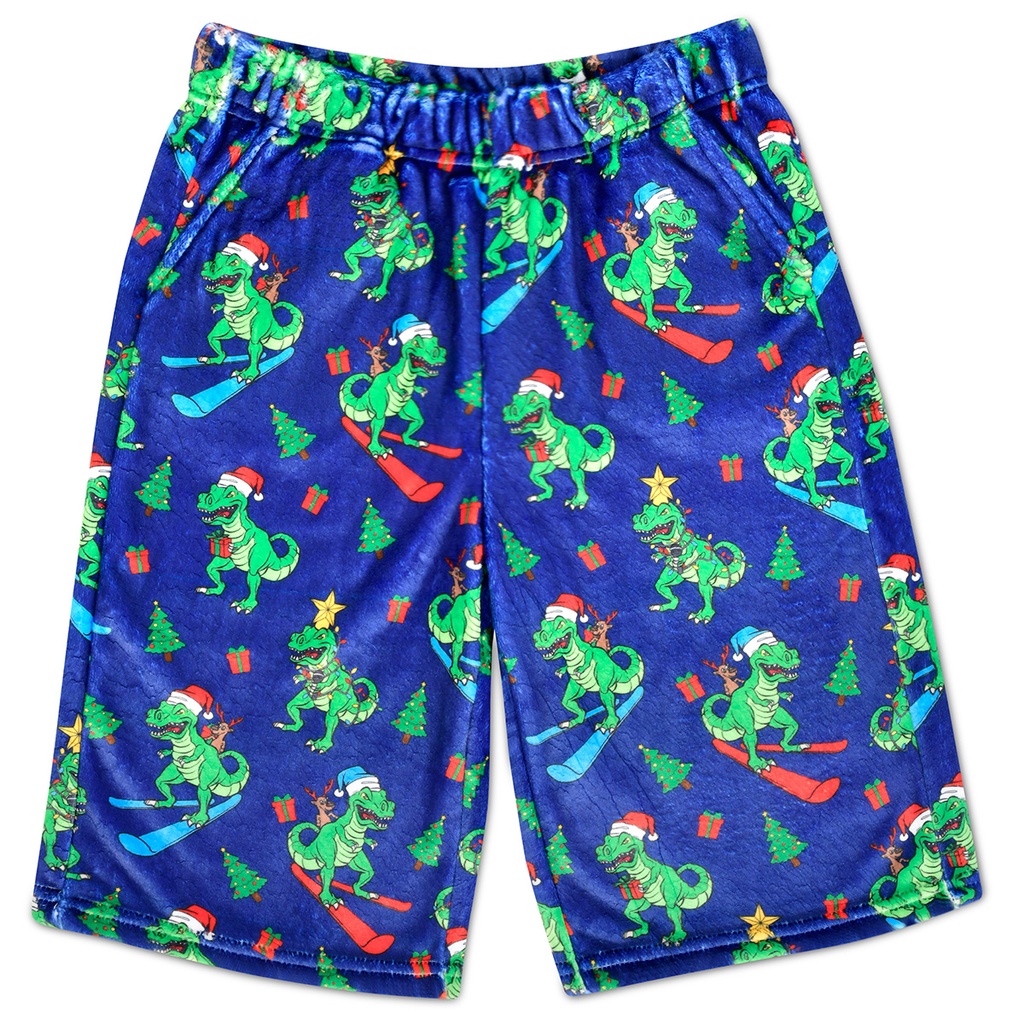 [820-3325S] Roaring Dino Plush Board Shorts (Small (6-8))