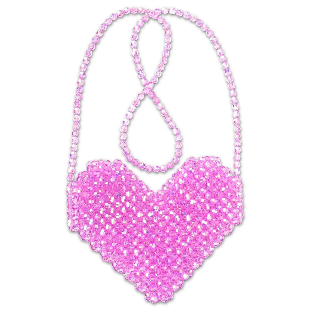 [810-2252] Shimmering Beaded Heart Crossbody Bag