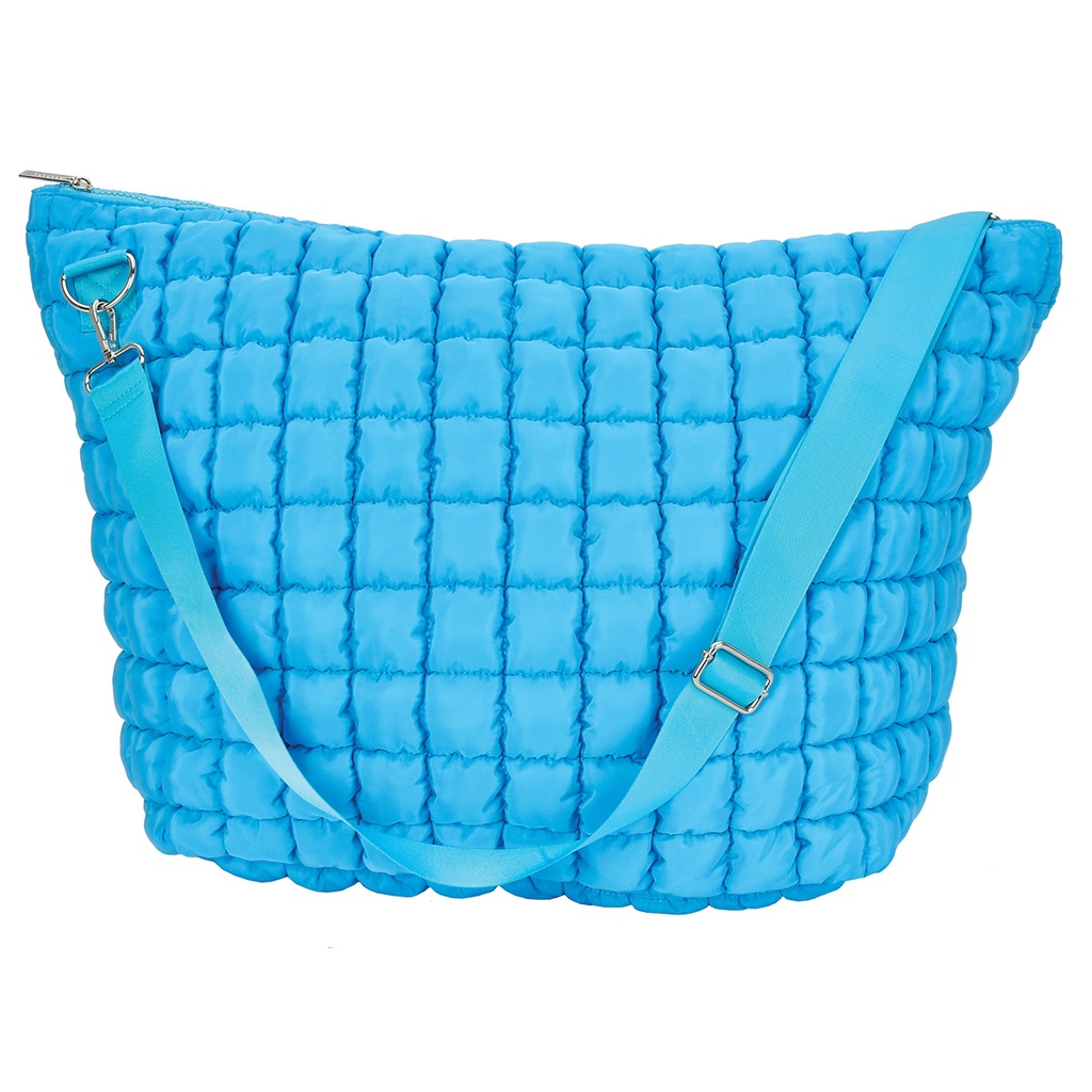 [810-2258] Bright Blue Puffy Weekender Bag
