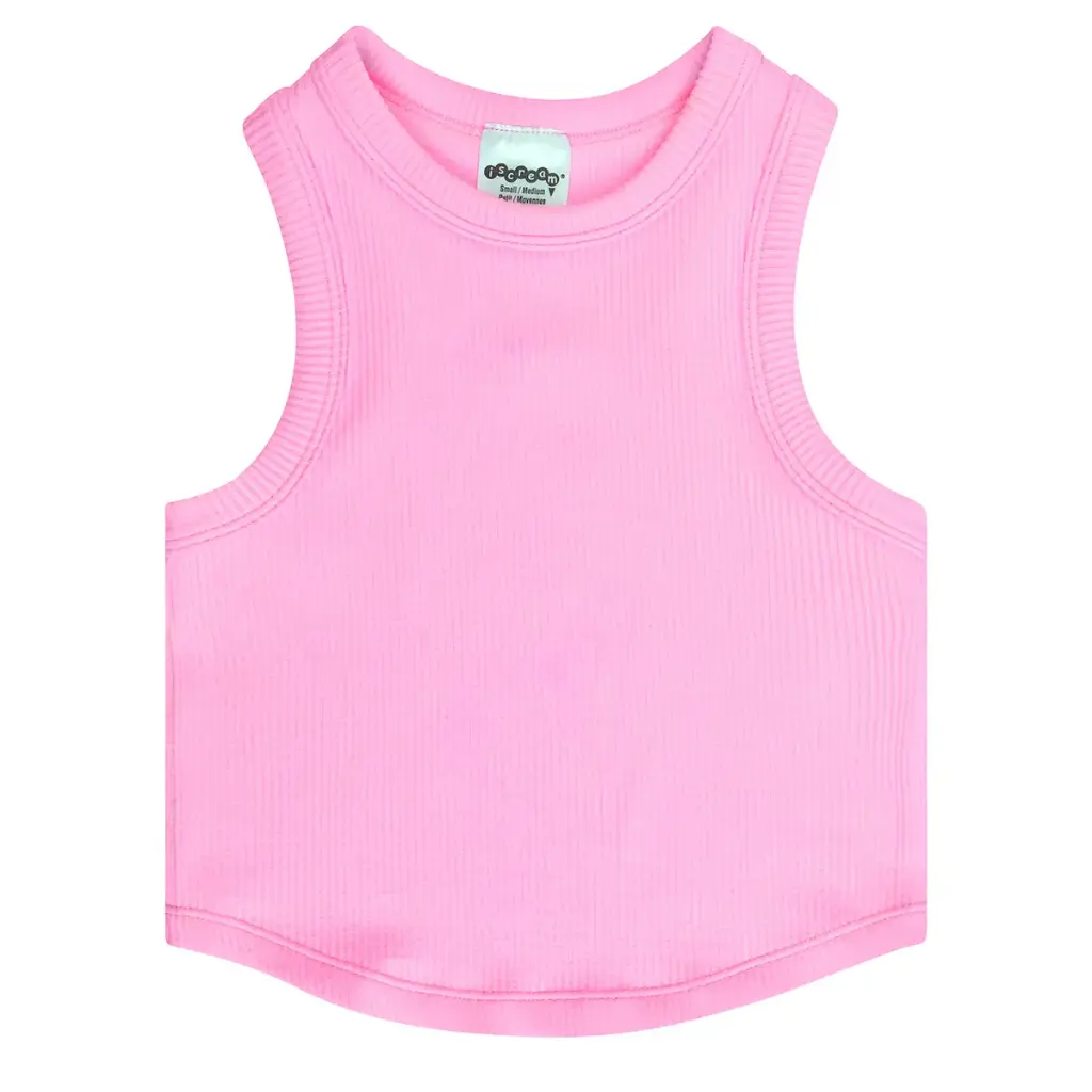 [820-3424S-M] Rose Cropped Ribbed Racerback Tank Top (Youth Small/Medium (7-10))