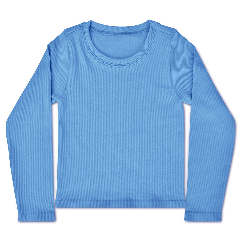 [820-3436S-M] Bright Blue Ribbed Long Sleeve Shirt (Youth Small/Medium (7-10))