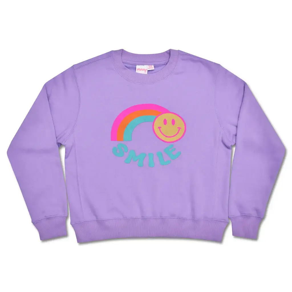 [820-3214S] Rainbow Smile Vivid Violet Basic Crew Neck Sweatshirt (Youth Small (6-8))