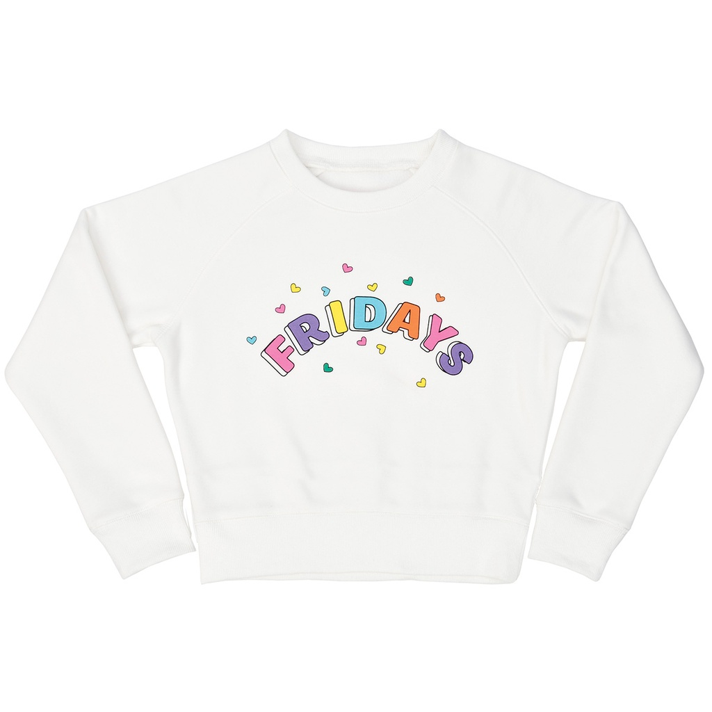 [820-3408S] Friday's White Basic Crew Neck Sweatshirt (Youth Small (6-8))