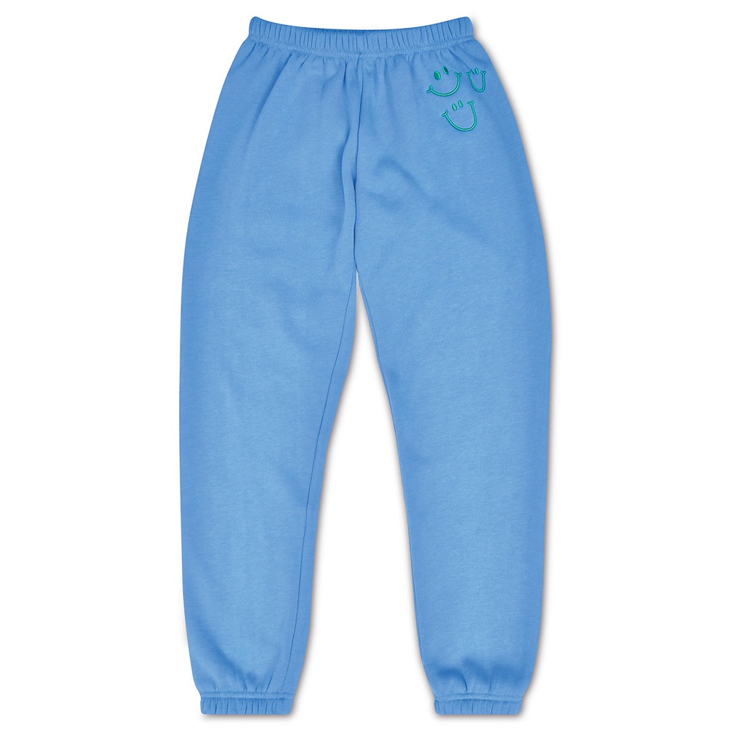 [820-3269S] Happy Faces Bright Blue Basic Sweatpants (Youth Small (6-8))