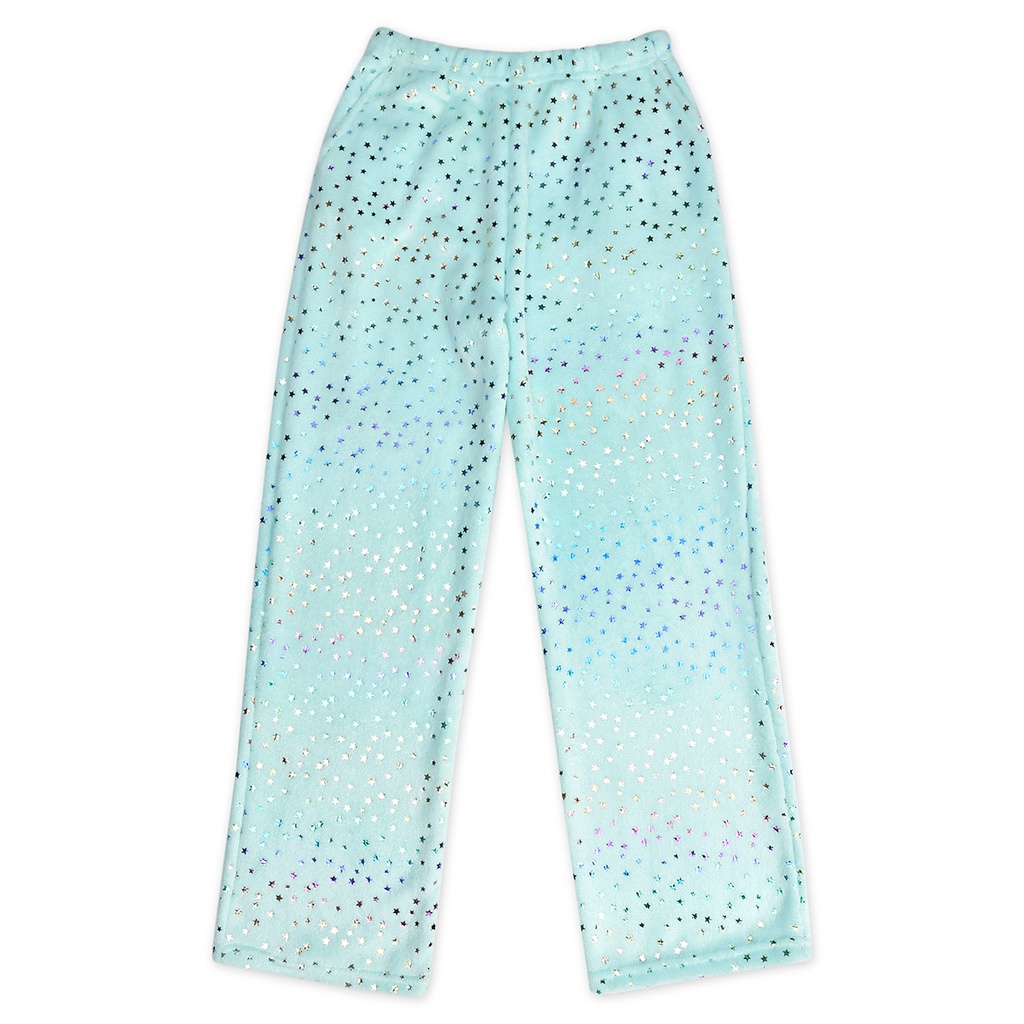 [820-3364XS] Blue Foil Stars Plush Pants (Youth X-Small (4-6))