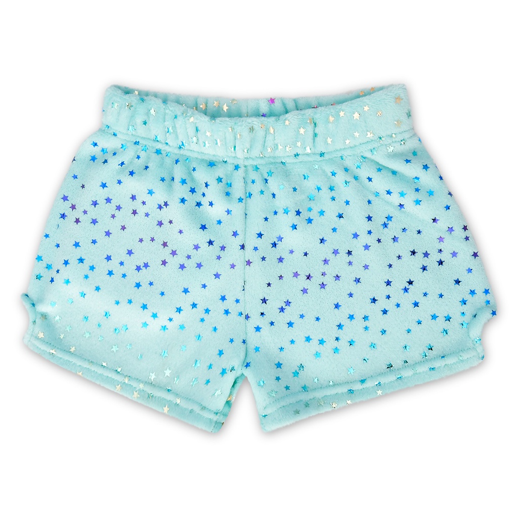 [820-3367L] Blue Foil Stars Plush Shorts (Large (14))