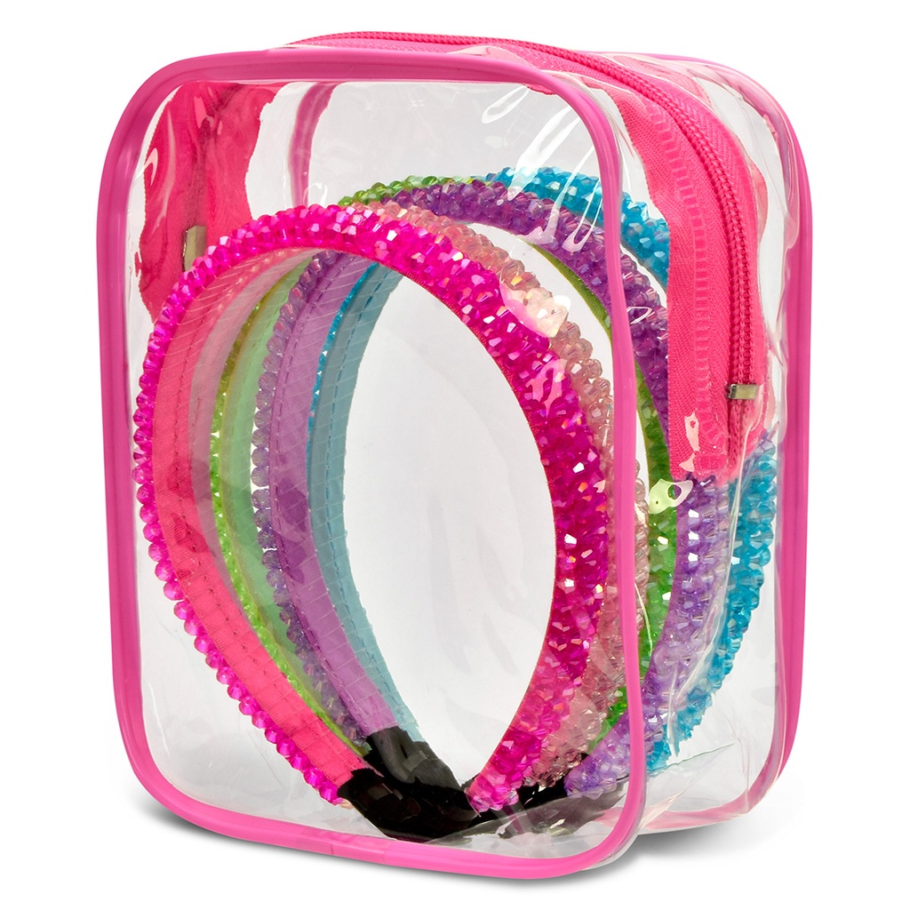 [880-512] 5 Pack Rhinestone Headbands in Reusable Pouch