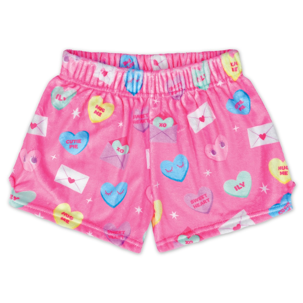 [820-3447S] Love Notes Plush Shorts (Small (6-8))