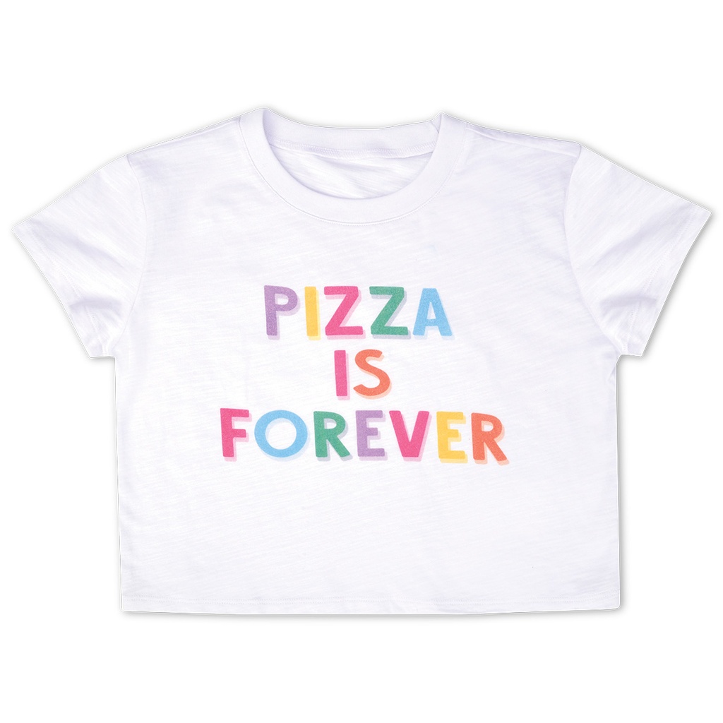 [820-3403XS] Pizza is Forever White Boxy Tee (Youth X-Small (4-5))