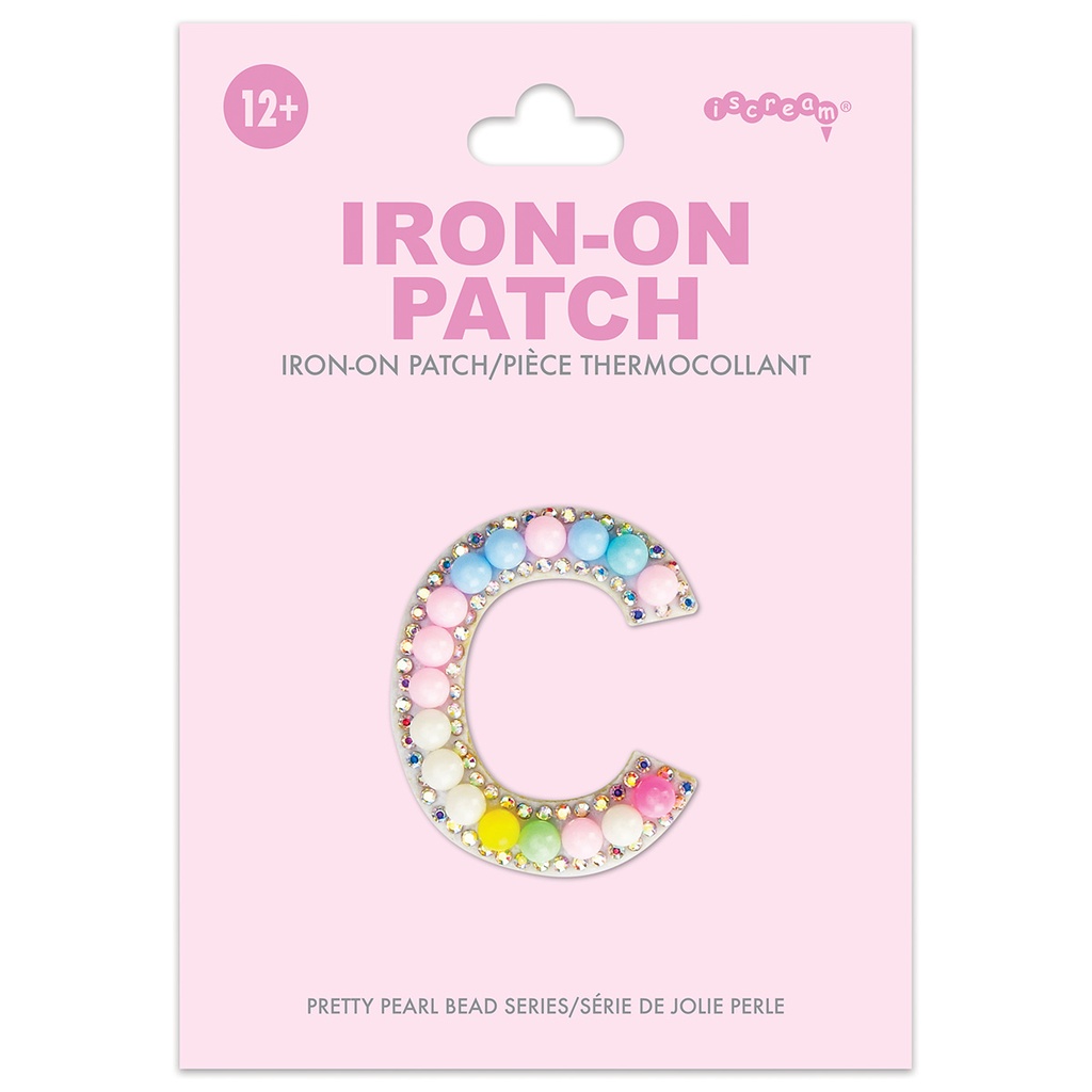 [700-553C] C Alphabet Pastel Bead Iron On Patch