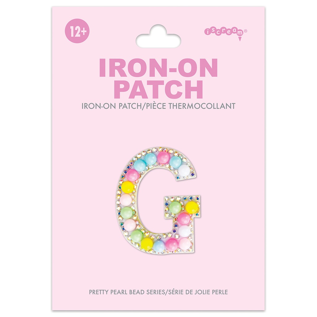 [700-553G] G Alphabet Pastel Bead Iron On Patch