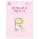 R Alphabet Pastel Bead Iron On Patch