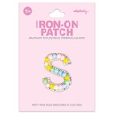 S Alphabet Pastel Bead Iron On Patch