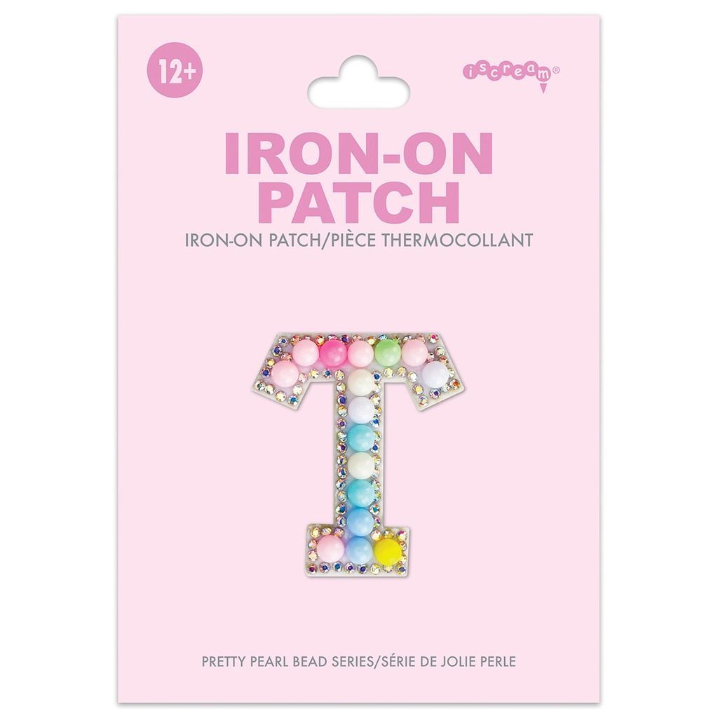 [700-553T] T Alphabet Pastel Bead Iron On Patch
