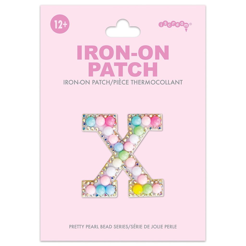 [700-553X] X Alphabet Pastel Bead Iron On Patch