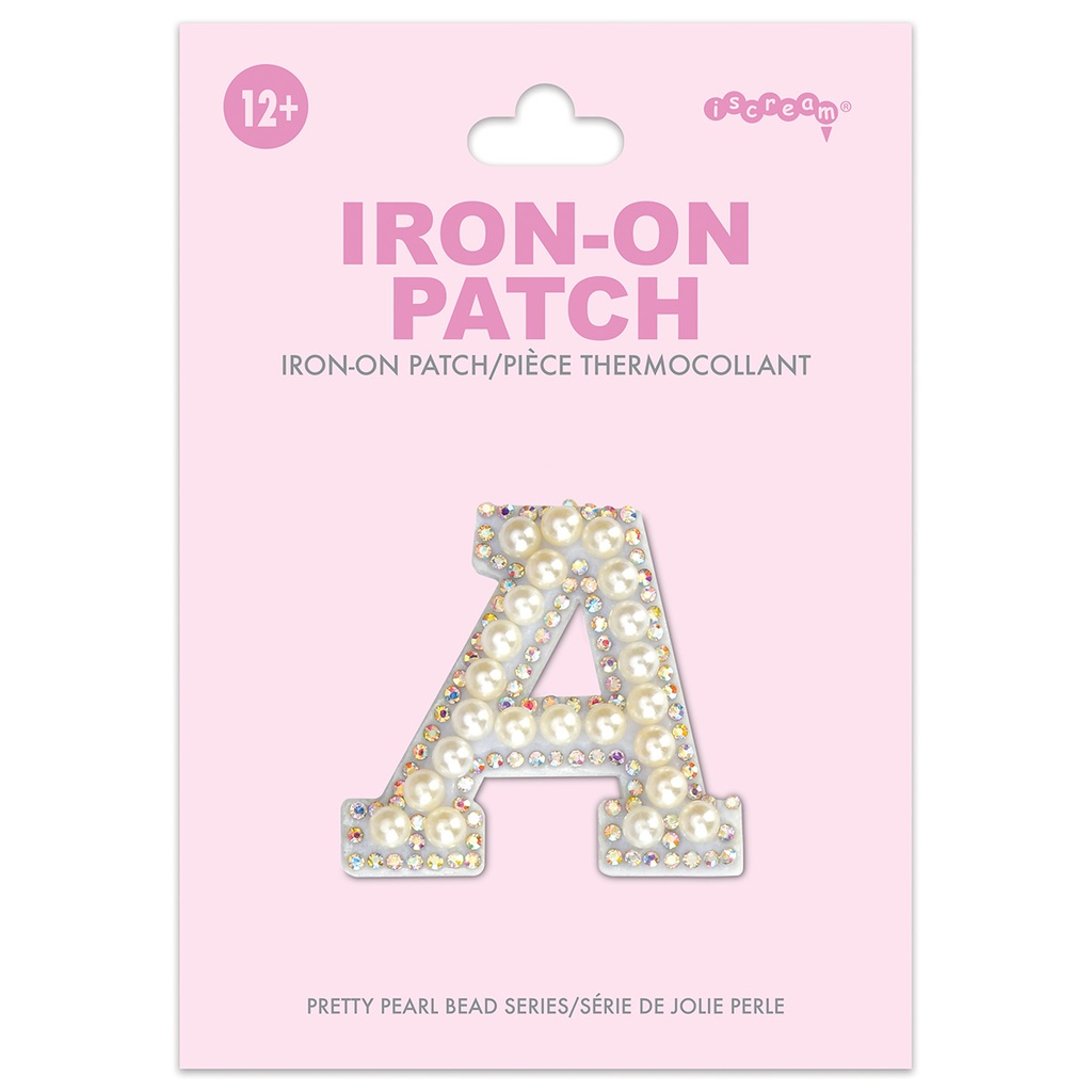 [700-554A] A Alphabet Pretty Pearl Bead Iron On Patch