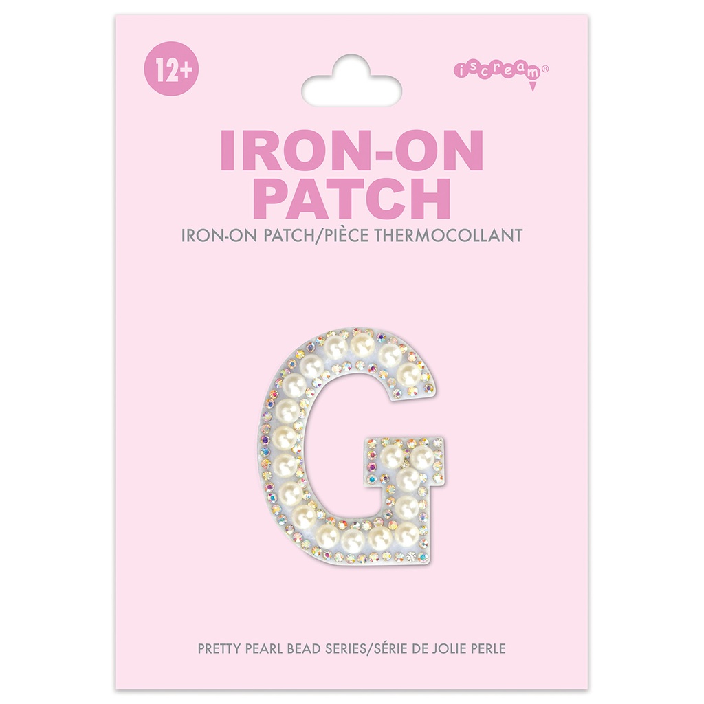 [700-554G] G Alphabet Pretty Pearl Bead Iron On Patch