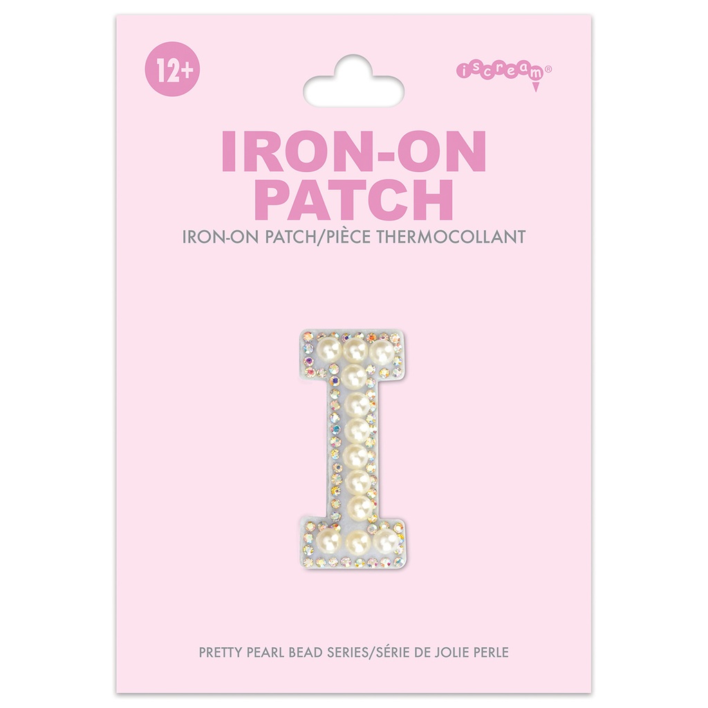 [700-554I] I Alphabet Pretty Pearl Bead Iron On Patch