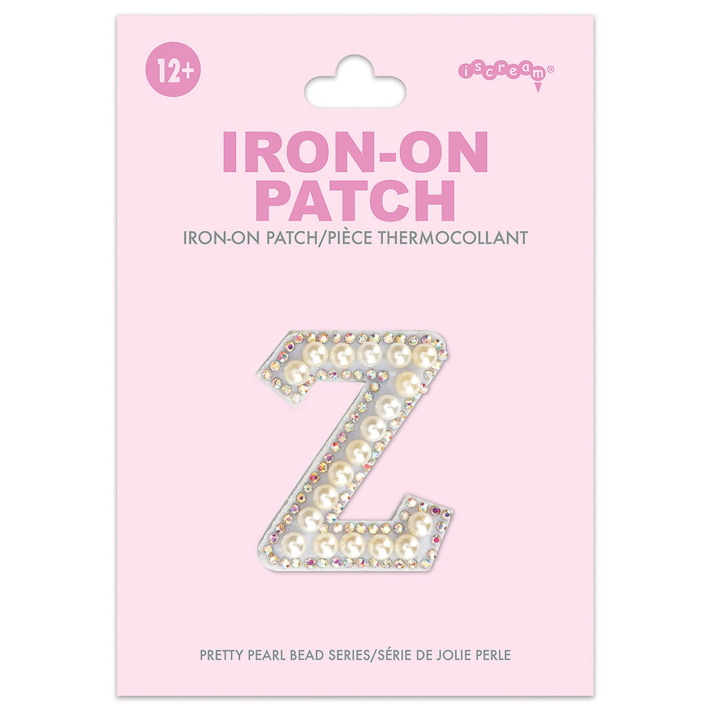 [700-554Z] Z Alphabet Pretty Pearl Bead Iron On Patch