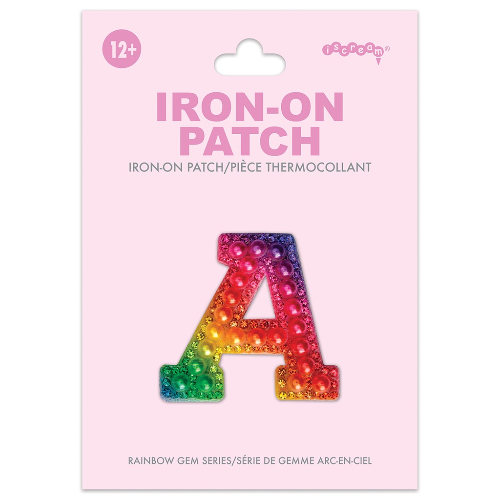 [700-555A] A Alphabet Rainbow Gem Iron On Patch