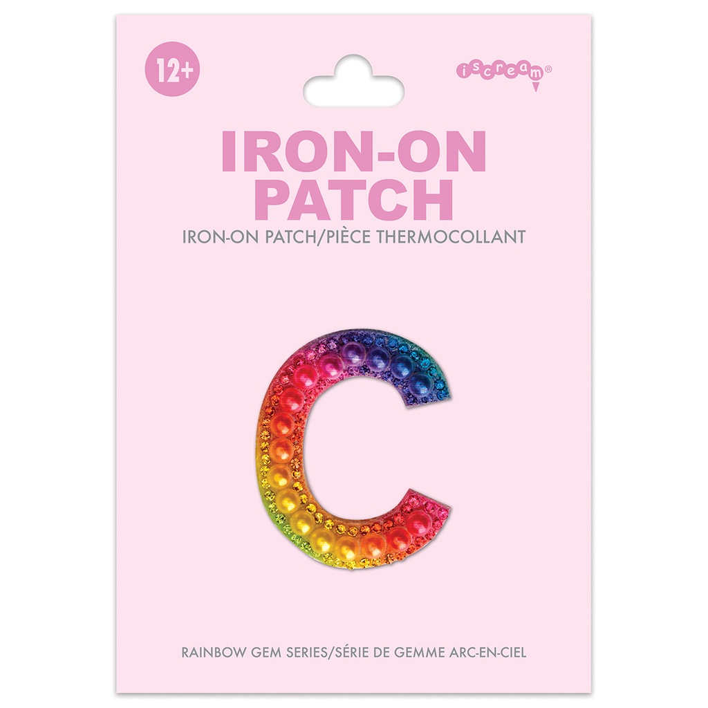 [700-555C] C Alphabet Rainbow Gem Iron On Patch