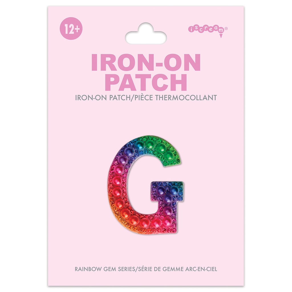 [700-555G] G Alphabet Rainbow Gem Iron On Patch
