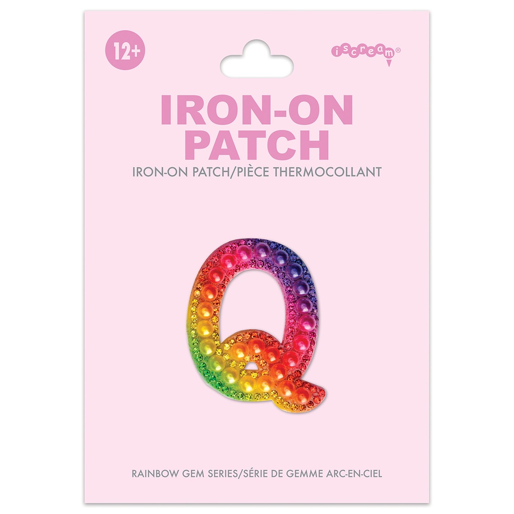 [700-555Q] Q Alphabet Rainbow Gem Iron On Patch