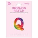 Q Alphabet Rainbow Gem Iron On Patch
