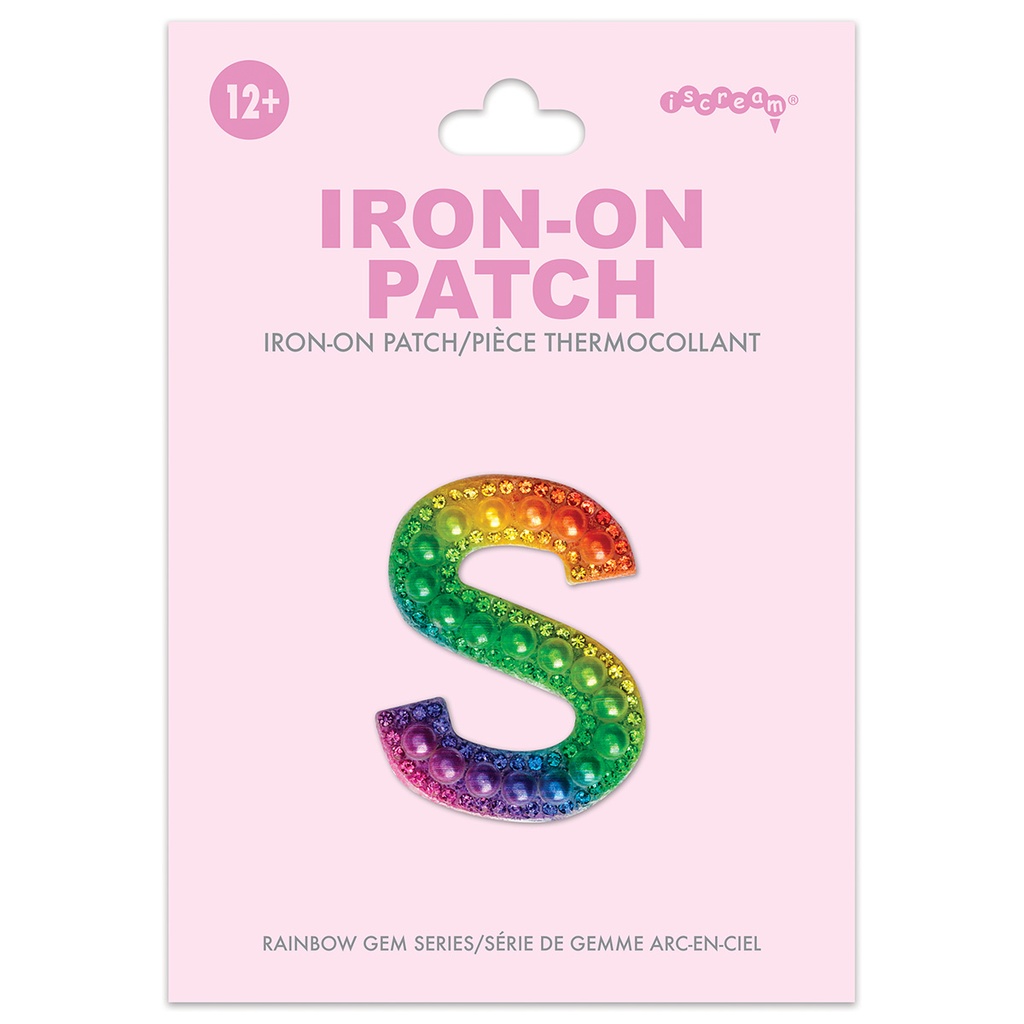 [700-555S] S Alphabet Rainbow Gem Iron On Patch