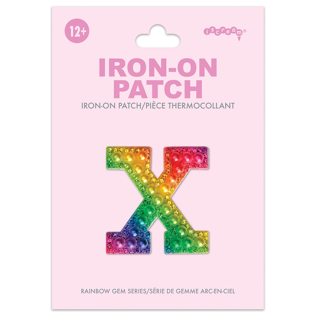 [700-555X] X Alphabet Rainbow Gem Iron On Patch