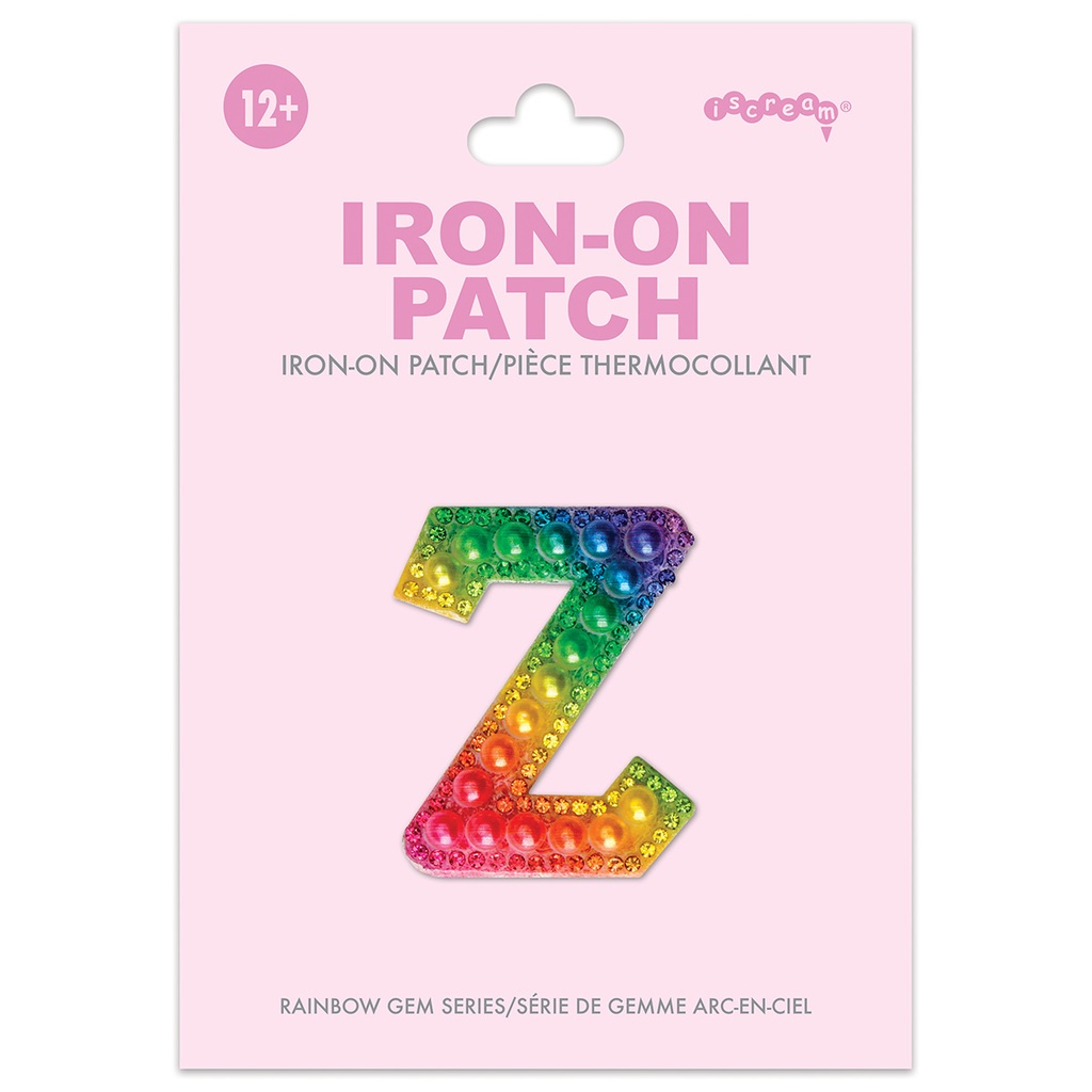 [700-555Z] Z Alphabet Rainbow Gem Iron On Patch